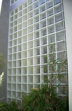 Glass block exterior wall.